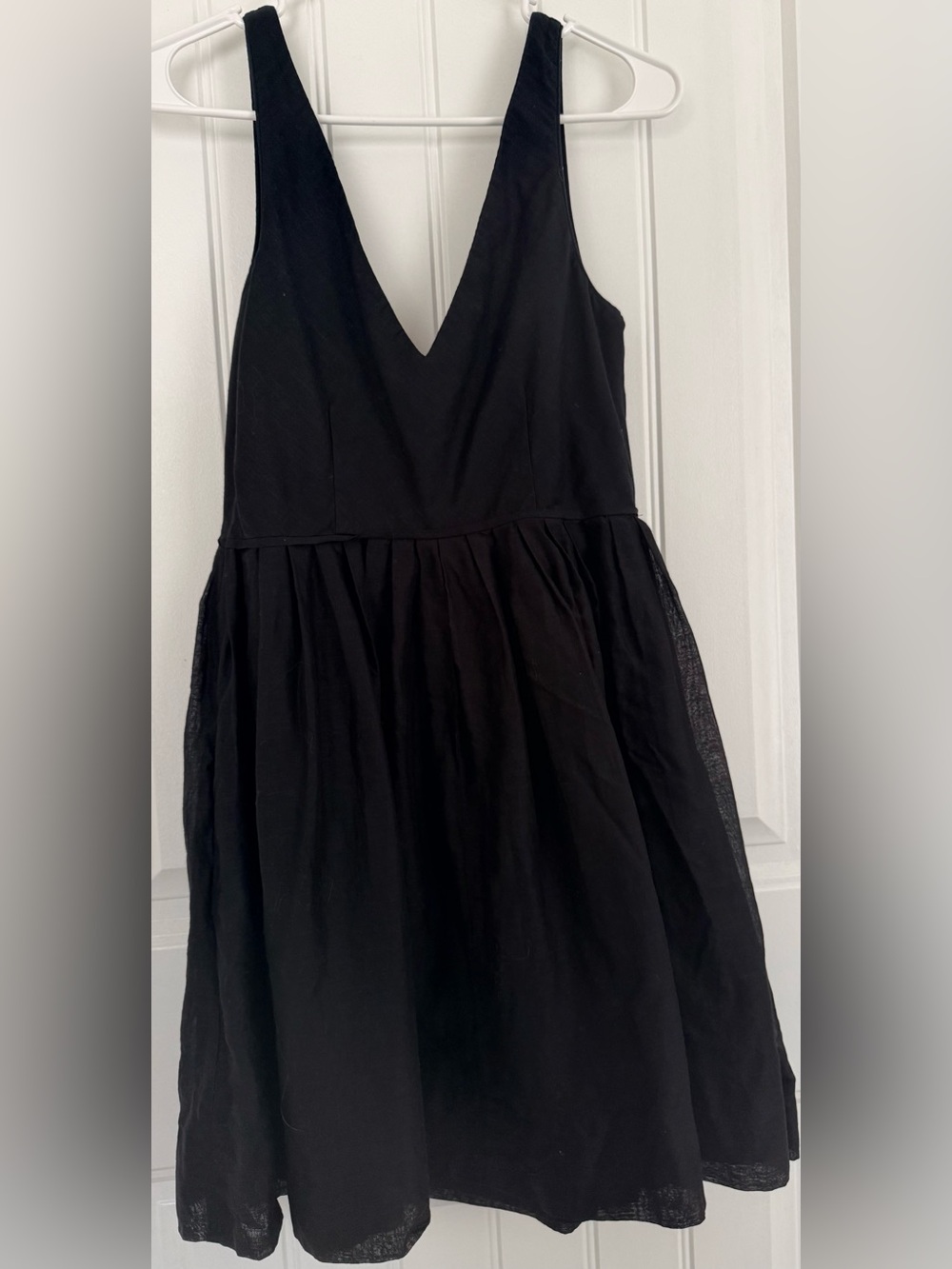 97% Cotton, 7% Linen Classic Little Black Dress V-Neck Sleeveless, Party wedding - Picture 4 of 4